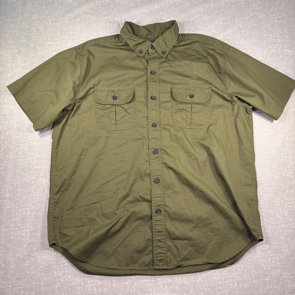 Ridgecut Toughwear Mens XL Olive Green Short Sleeve Button Down Work‎ Shirt
